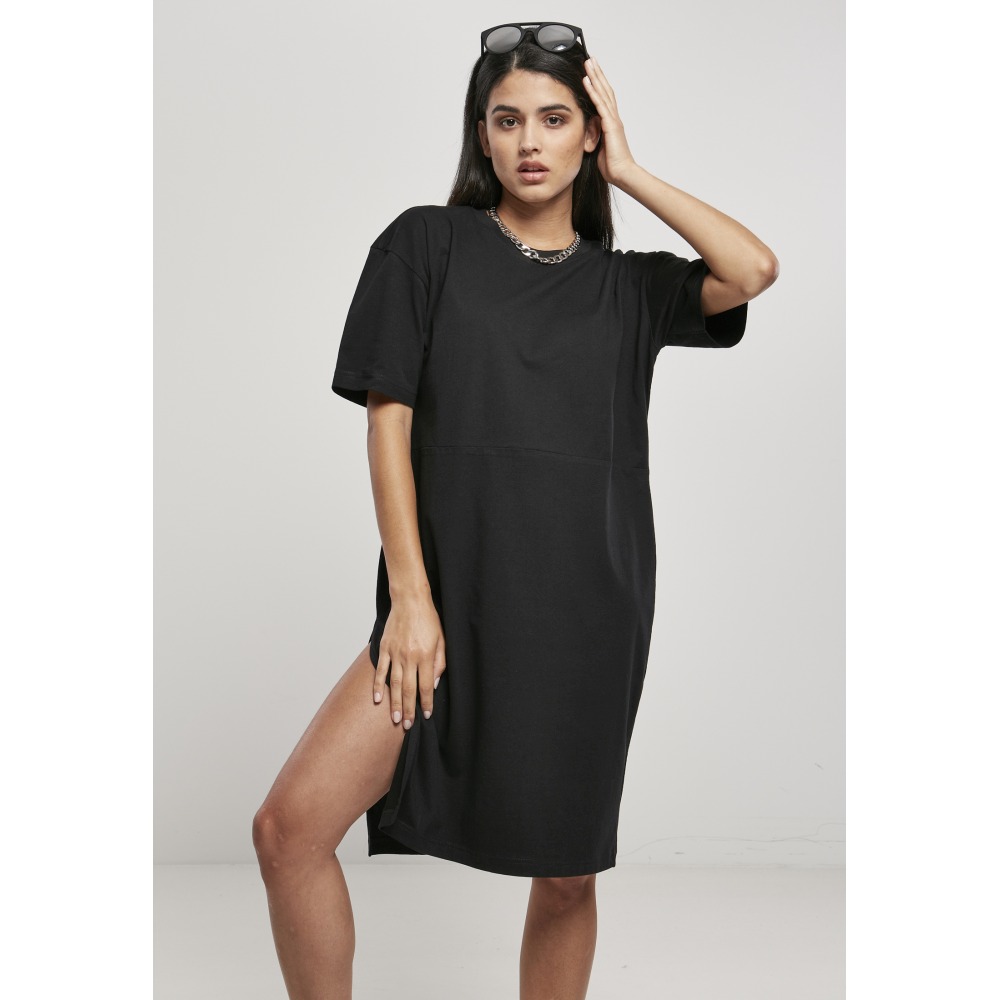 Urban Classics - Organic Oversized Slit Korte jurk - Zwart